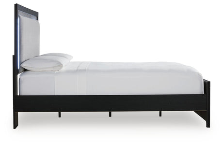 Maeling Black Queen Upholstered Panel Bed view 6