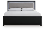 Maeling Black King Upholstered Panel Bed view 5