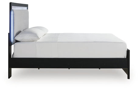 Maeling Black King Upholstered Panel Bed view 6