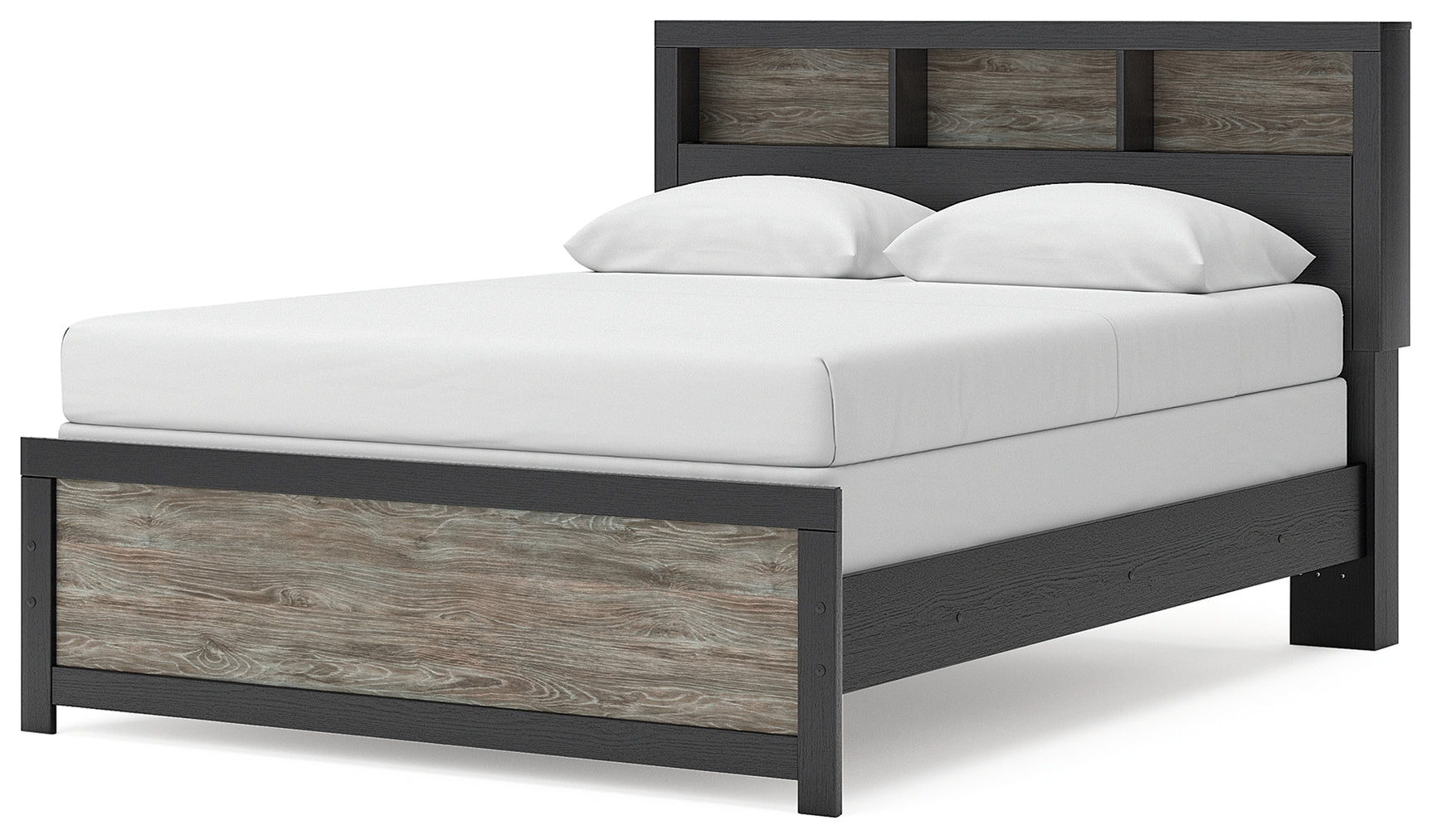 Broachmyn Black/Gray Queen Bookcase Panel Bed