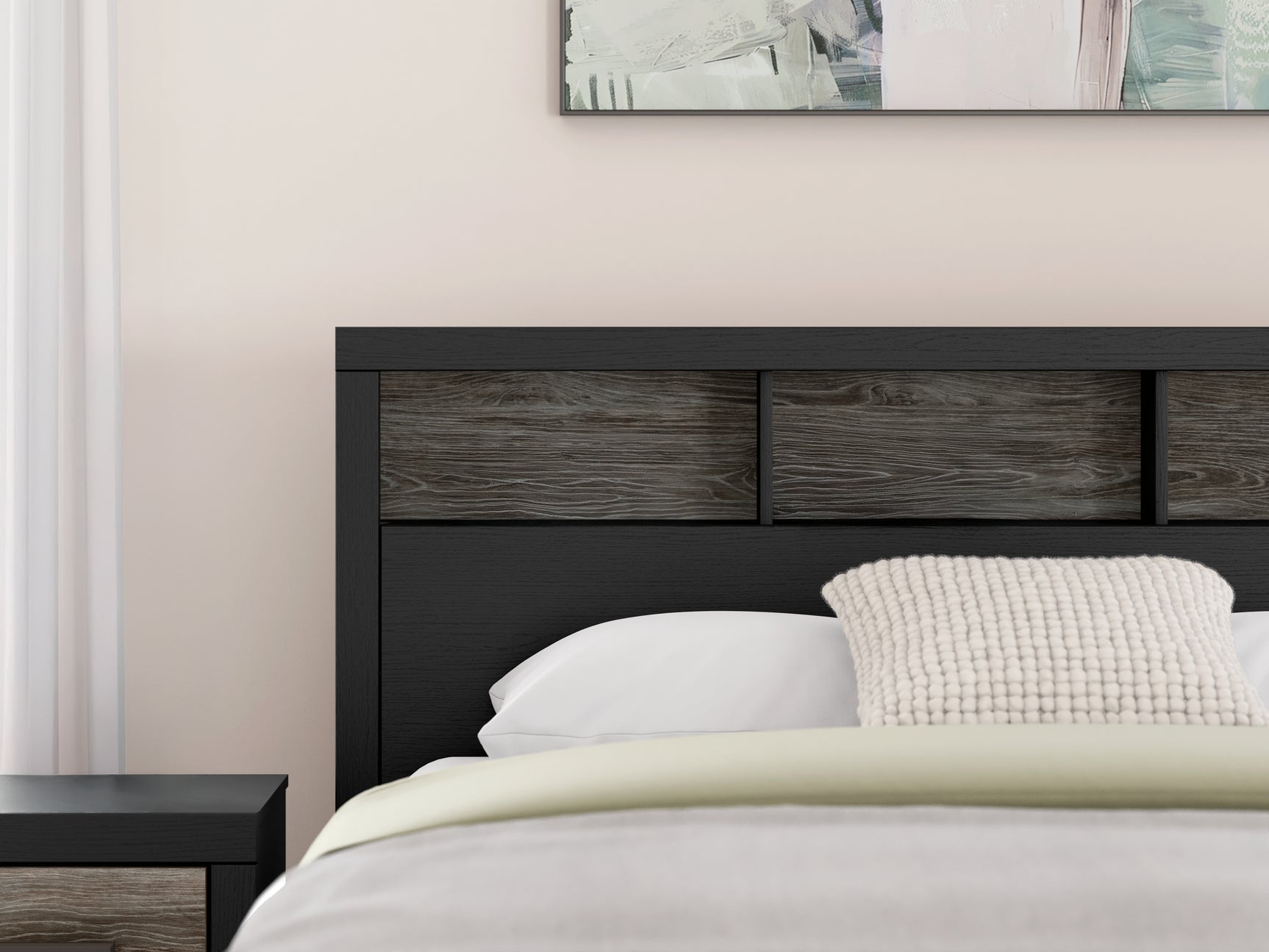 Broachmyn Black/Gray Queen Bookcase Panel Bed
