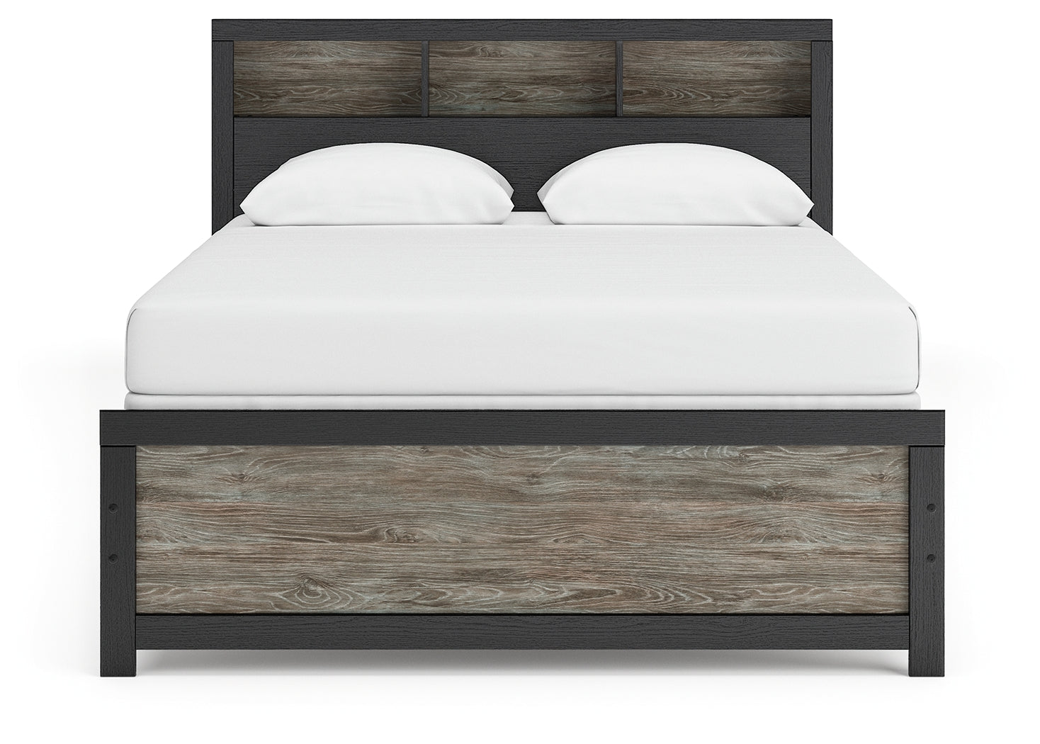 Broachmyn Black/Gray Queen Bookcase Panel Bed