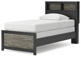 Broachmyn Black/Gray Twin Bookcase Bed