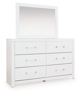 Maeling White Dresser and Mirror