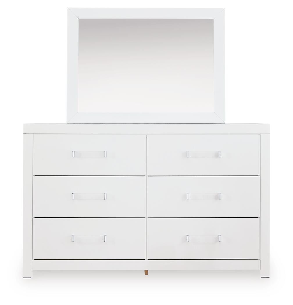 Maeling White Dresser and Mirror
