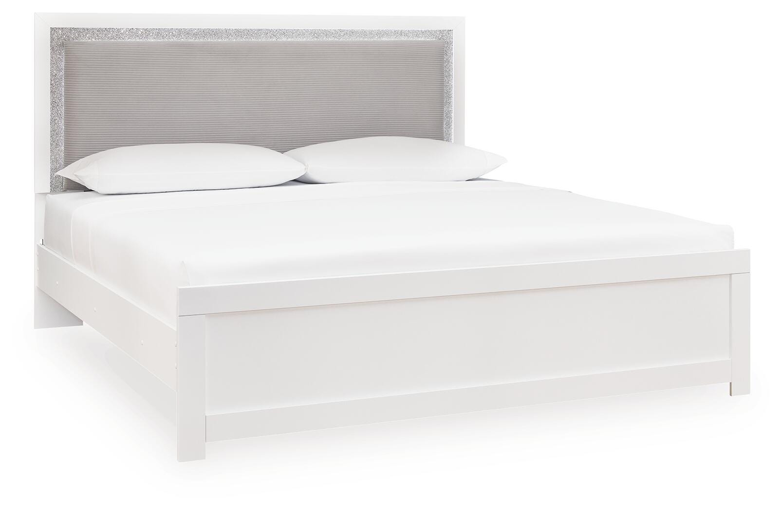 Maeling White King Upholstered Panel Bed