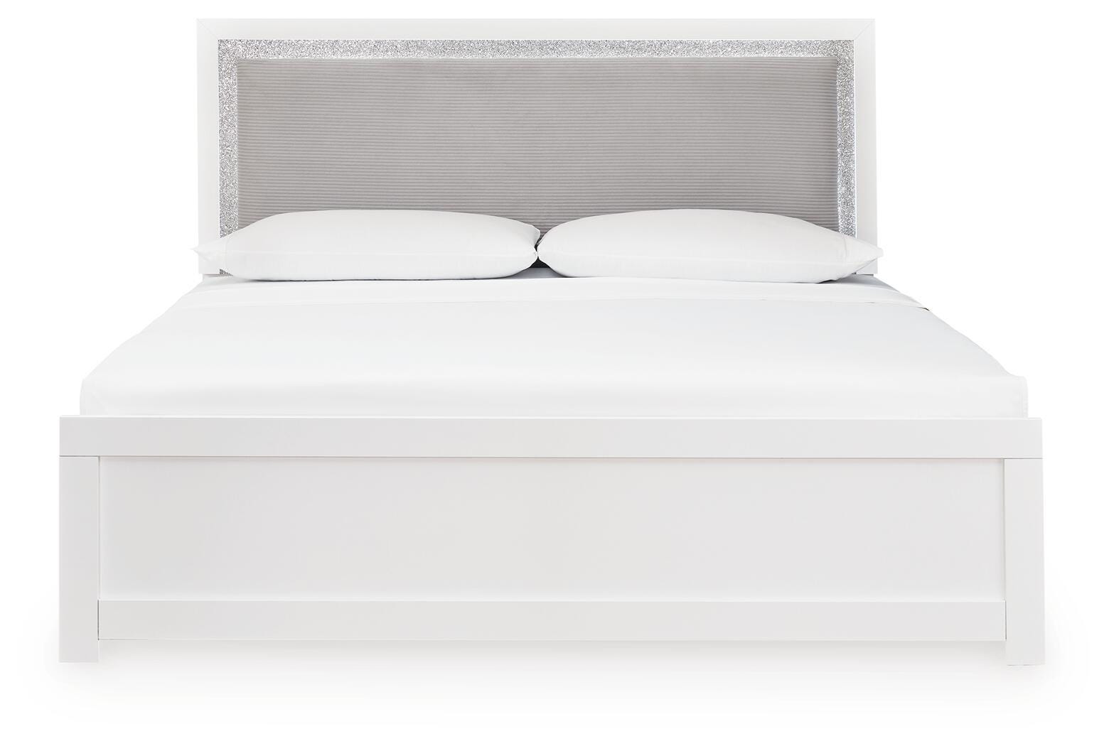 Maeling White King Upholstered Panel Bed