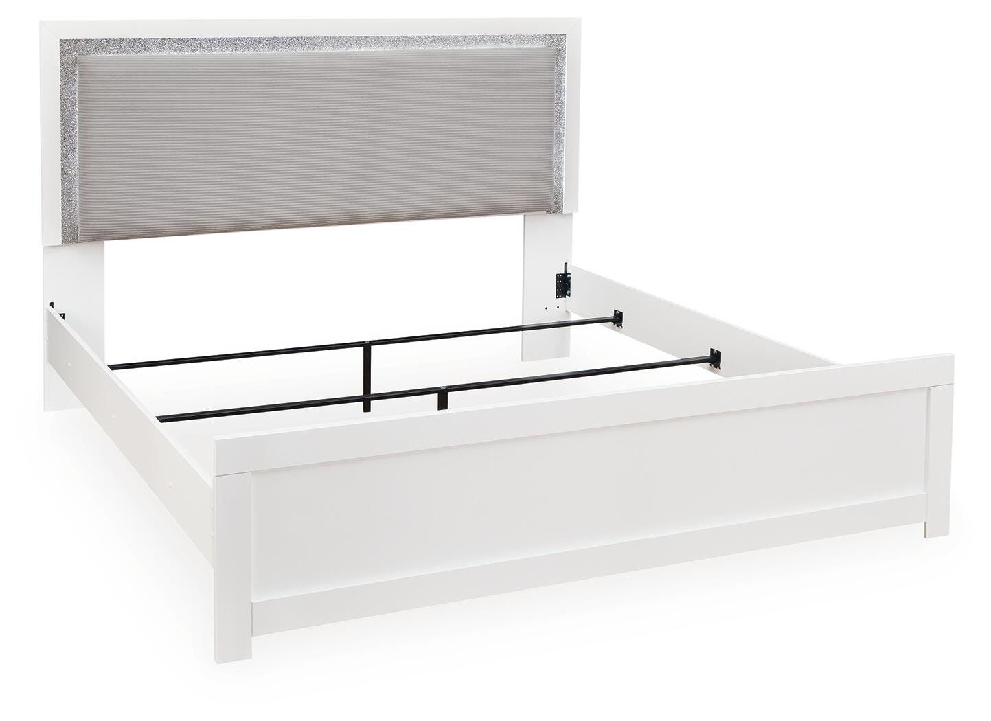 Maeling White King Upholstered Panel Bed