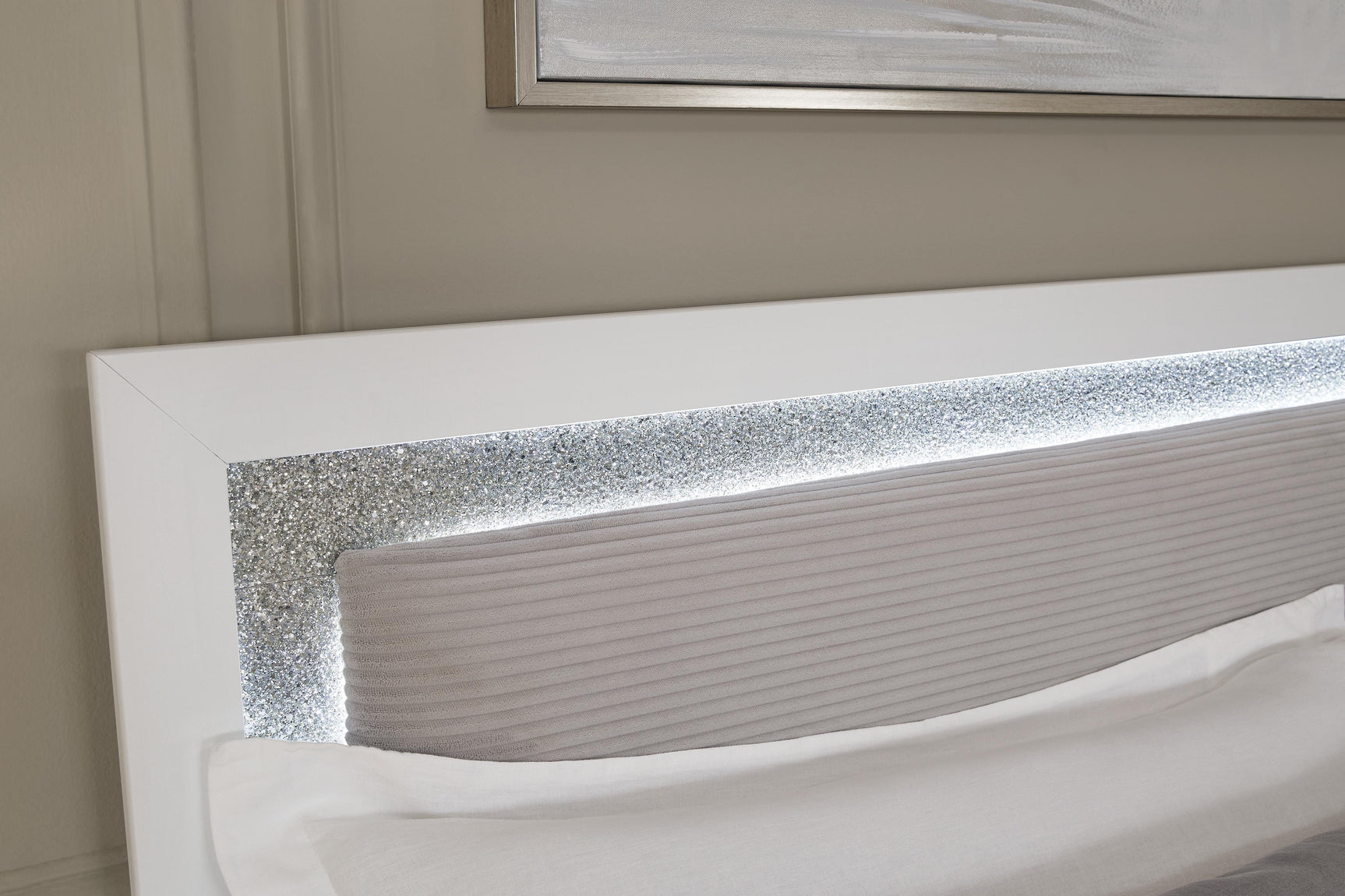 Maeling White King Upholstered Panel Bed