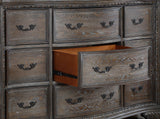 Sheffield Antique Gray Fabric Upholstered Tufted Sleigh Bedroom Set - Ella Furniture