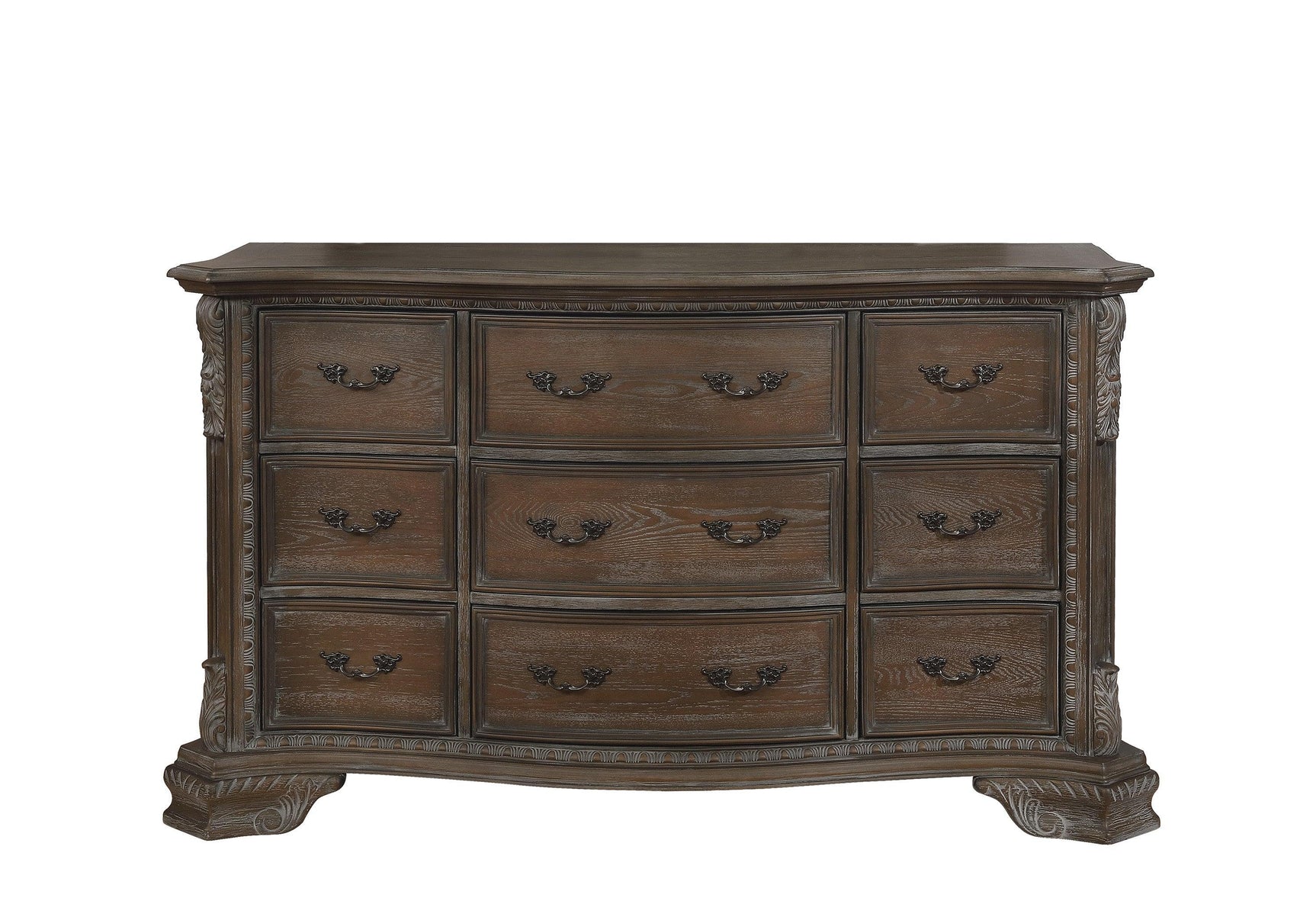 Sheffield Night Stand Antique Grey, Traditional Classic Modern Wood, 3 Drawers - Ella Furniture