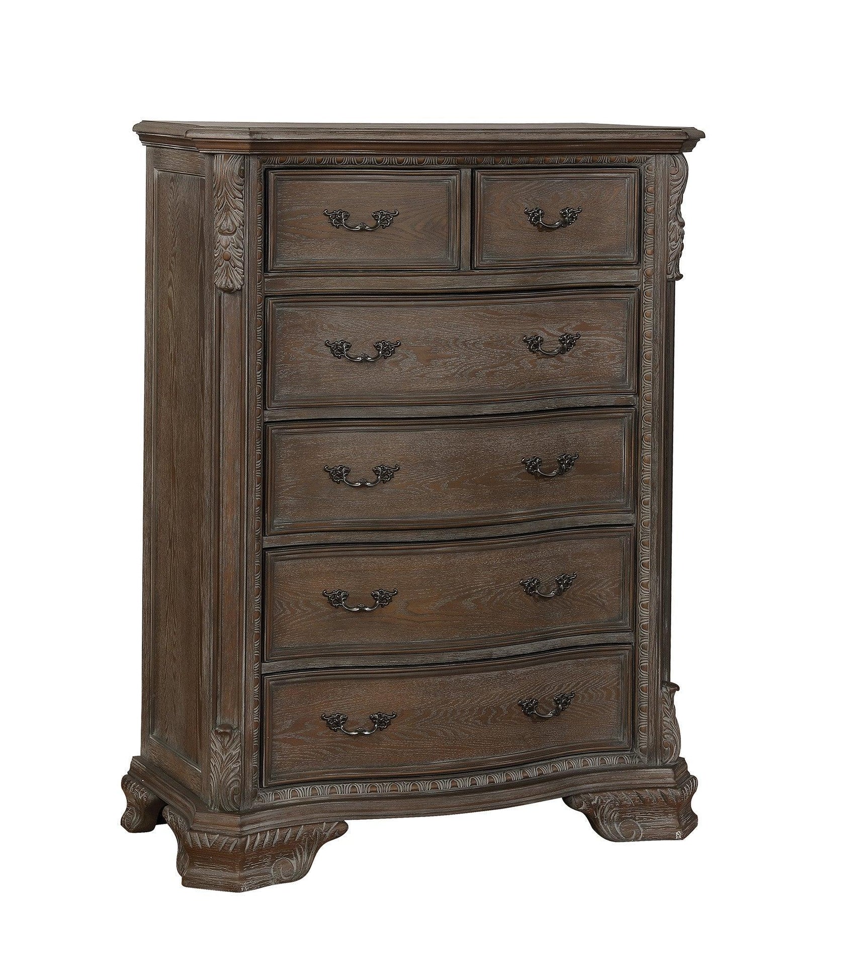 Sheffield Antique Gray Fabric Upholstered Tufted Sleigh Bedroom Set - Ella Furniture