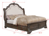 Sheffield Antique Gray Finish Modern Wood King Soft Fabric Upholstered Panel Bed - Ella Furniture