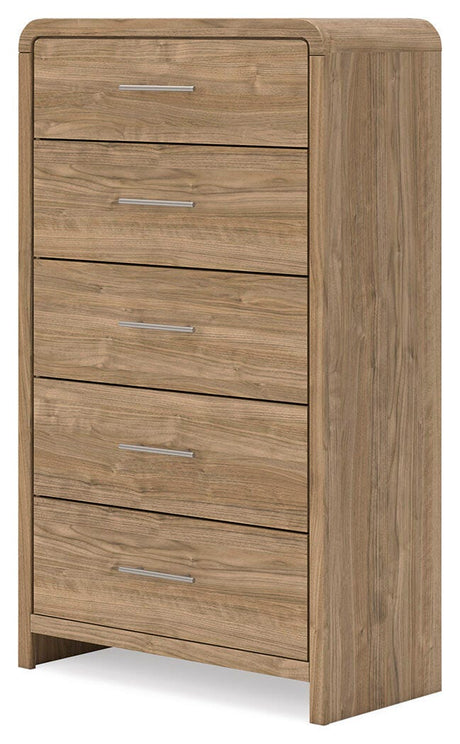 Gramburg Warm Natural Brown Chest of Drawers angled view