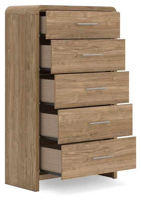 Gramburg Warm Natural Brown Chest of Drawers angled view
