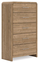 Gramburg Warm Natural Brown Chest of Drawers angled view