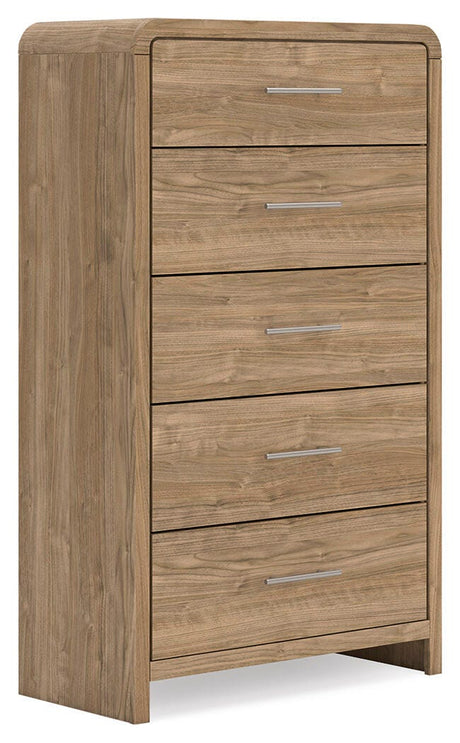Gramburg Warm Natural Brown Chest of Drawers angled view