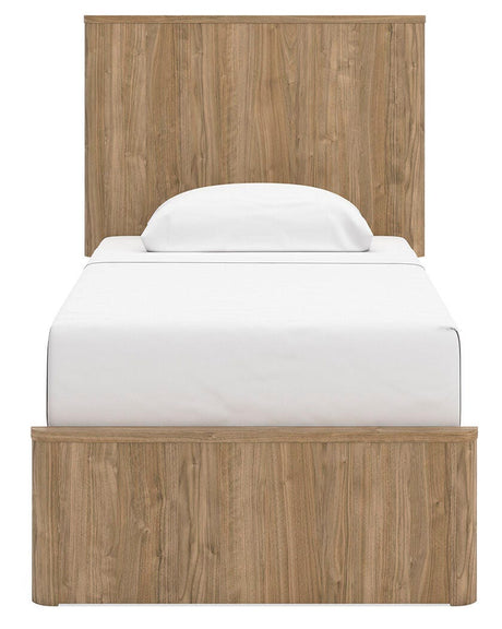 Gramburg Warm Natural Brown Twin Panel Platform Bed view 7