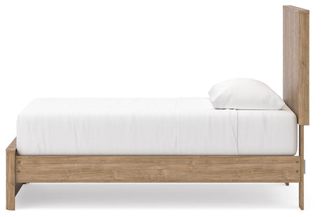 Gramburg Warm Natural Brown Twin Panel Platform Bed view 4