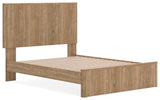 Gramburg Warm Natural Brown Queen Panel Platform Bed angled view