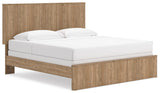 Gramburg Warm Natural Brown King Panel Bed angled view