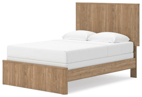 Gramburg Warm Natural Brown Full Panel Bed angled view