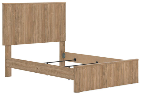Gramburg Warm Natural Brown Full Panel Bed angled view