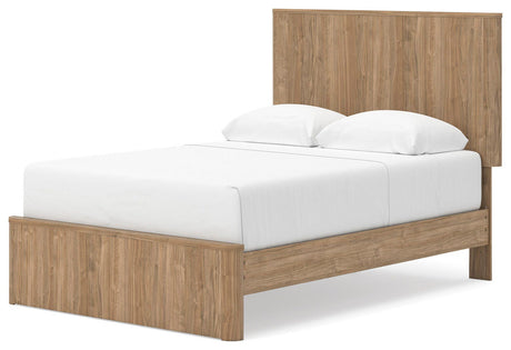Gramburg Warm Natural Brown Full Panel Platform Bed angled view