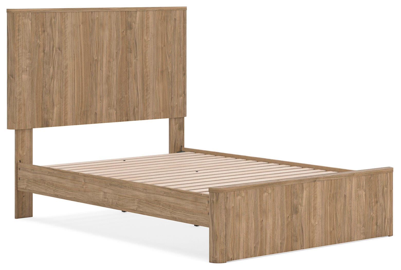 Gramburg Warm Natural Brown Full Panel Platform Bed angled view