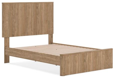 Gramburg Warm Natural Brown Full Panel Platform Bed angled view