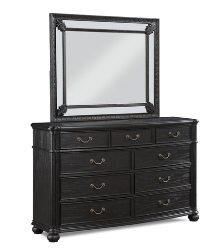 Kingsbury Black Modern Contemporary Solid Wood, Veneers 9-Drawers Dresser - Ella Furniture