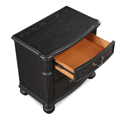 Kingsbury Black Modern Contemporary Solid Wood And Veneers 3-Drawers Night Stand - Ella Furniture