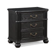 Kingsbury Black Modern Contemporary Solid Wood And Veneers 3-Drawers Night Stand - Ella Furniture