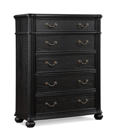 Kingsbury Black Modern Contemporary Solid Wood, Veneers Fabric Upholstered Bedroom Set - Ella Furniture
