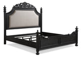 Kingsbury Black Modern Contemporary Solid Wood, Veneers Fabric Upholstered Queen Bed - Ella Furniture