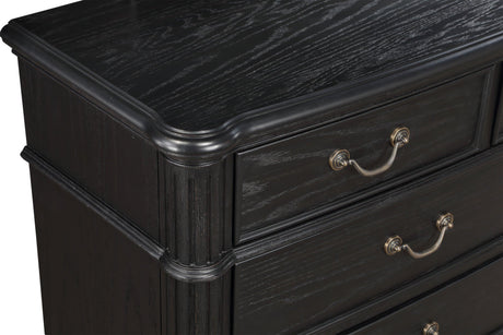 Kingsbury Black Modern Contemporary Solid Wood And Veneers 5-Drawers Handle Accent Chest - Ella Furniture
