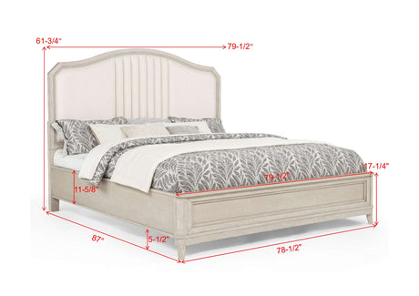Napoli Cream Panel Upholstered King Bed view 4