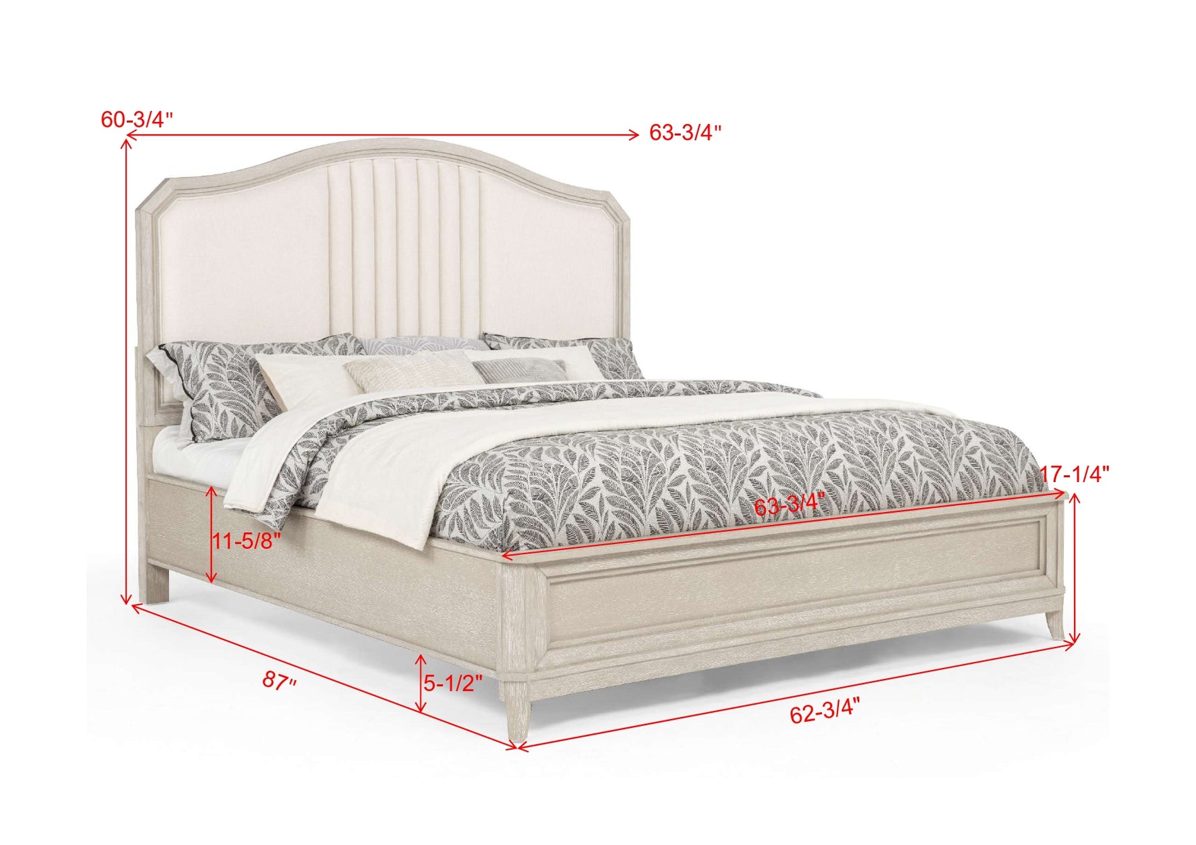 Napoli Cream Upholstered Panel Queen Bed view 4