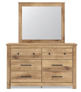 Makidern Tan Dresser and Mirror