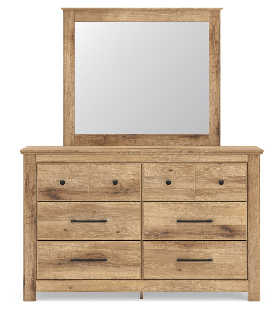Makidern Tan Dresser and Mirror