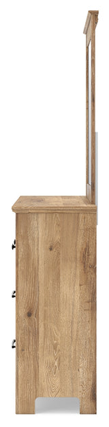 Makidern Tan Dresser and Mirror