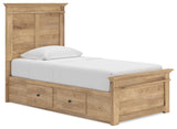 Makidern Tan Twin Panel Storage Bed