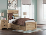 Makidern Tan Twin Panel Storage Bed