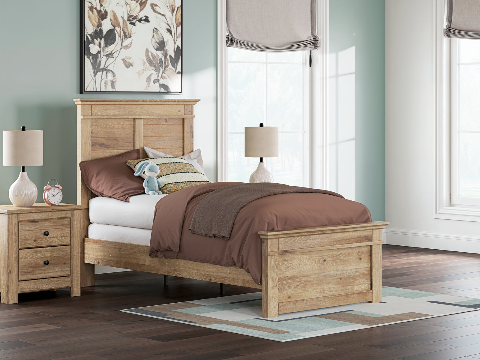 Makidern Tan Twin Panel Bed