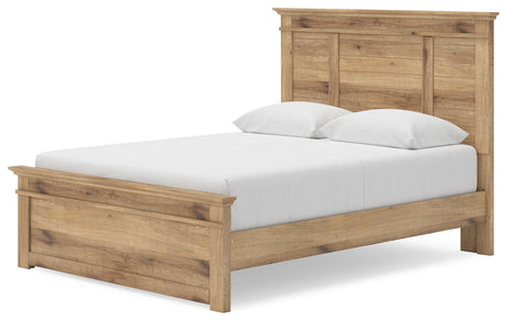 Makidern Tan Queen Panel Storage Bed angled view
