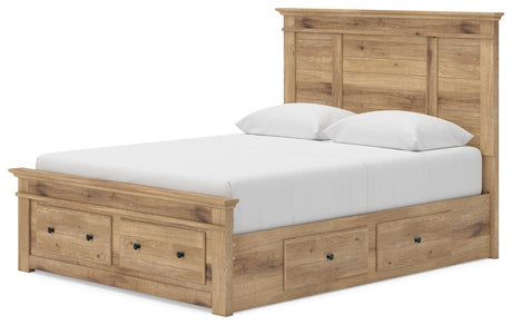 Makidern Tan Queen Panel Storage Bed angled view
