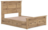Makidern Tan Queen Panel Storage Bed angled view