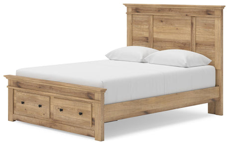 Makidern Tan Queen Panel Storage Bed angled view