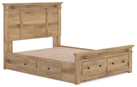 Makidern Tan Queen Panel Storage Bed angled view