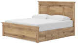 Makidern Tan King Panel Storage Bed angled view